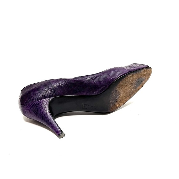 BRUNO MAGLI | Vintage 1980s purple reptile Italian leather peep toe pumps - Picture 8 of 8